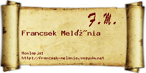 Francsek Melánia névjegykártya